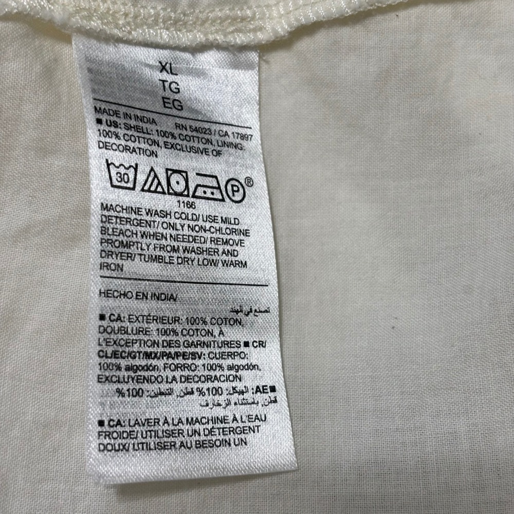 Old Navy Dress Women XL White Cotton Embroidered Cotton Boho Babydoll Pockets - Picture 5 of 10
